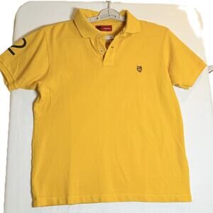 Bokura Jeans Men’s Polo Yellow Size M Cotton Shirt – Number 2 Graphic